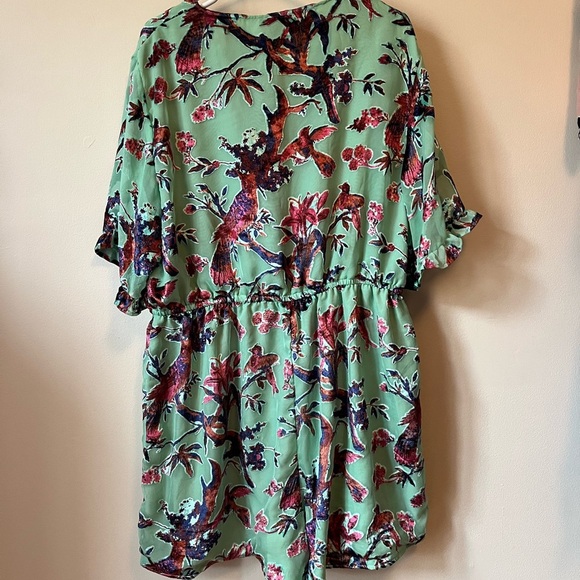Boohoo Mint Green Floral jumper velvet embossed pattern birds - Picture 7 of 13